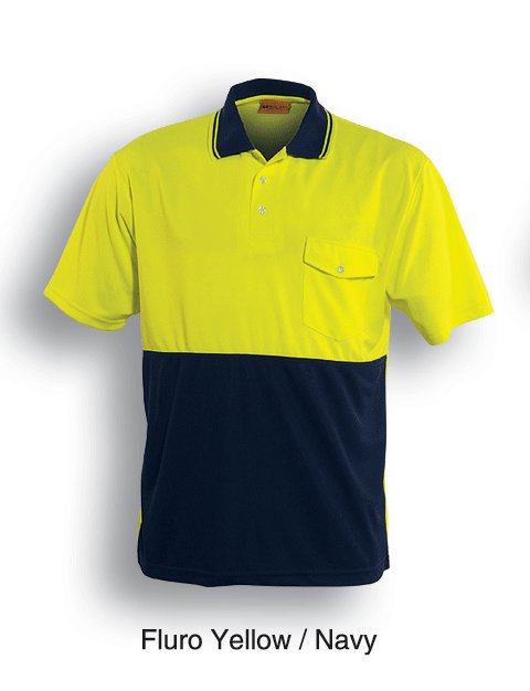 yellow navy hi vis safety polo shirt